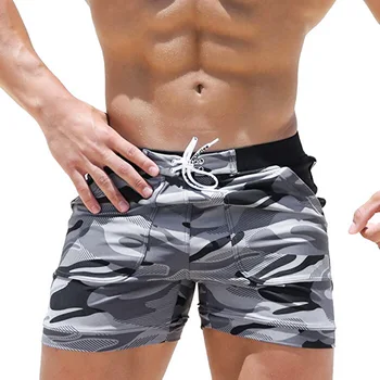 

Fashion Beach Shorts For Men Swimshorts Men Board Short For Swimwear Camo Gray Print 2018 New Male Shorts Plus Size