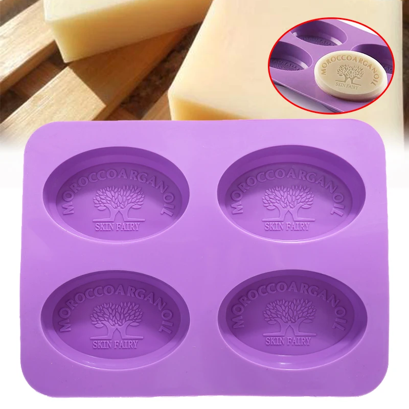 1pc 4 Hole Silicone Mould Oval Handmade Soap Mold DIY Craft Chocolate Cake Mold Decorating For Making Cakes