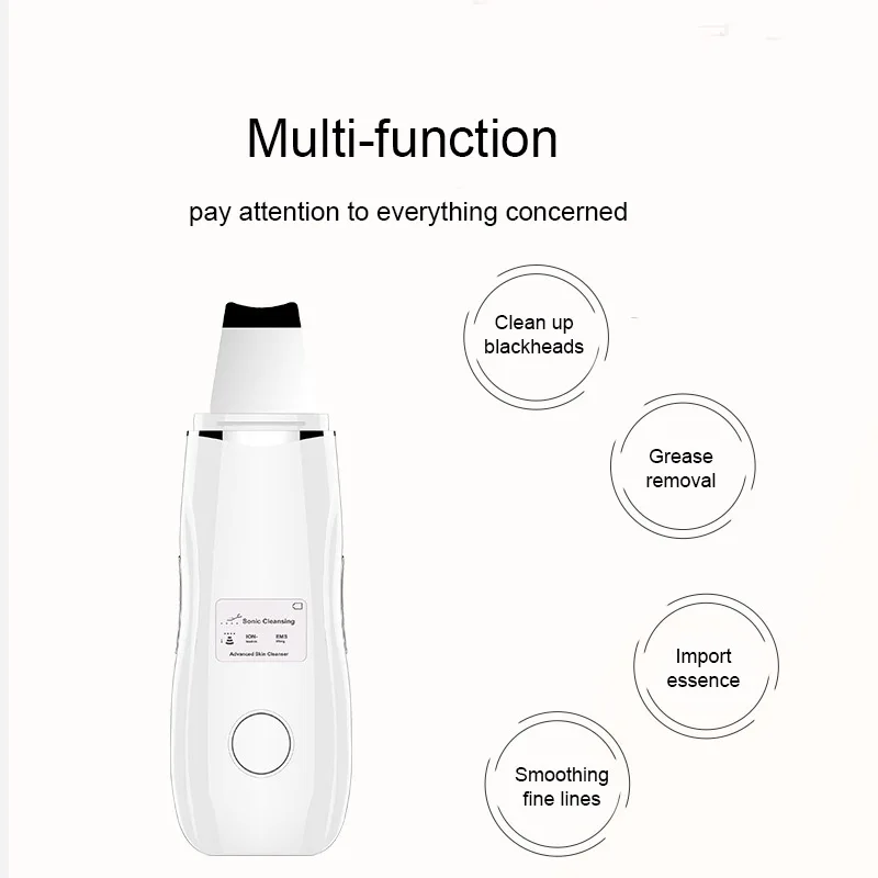  Ultrasonic Vibration Face Skin Scrubber Cleansing Exfoliating Lifting Blackhead Removal Instrument 