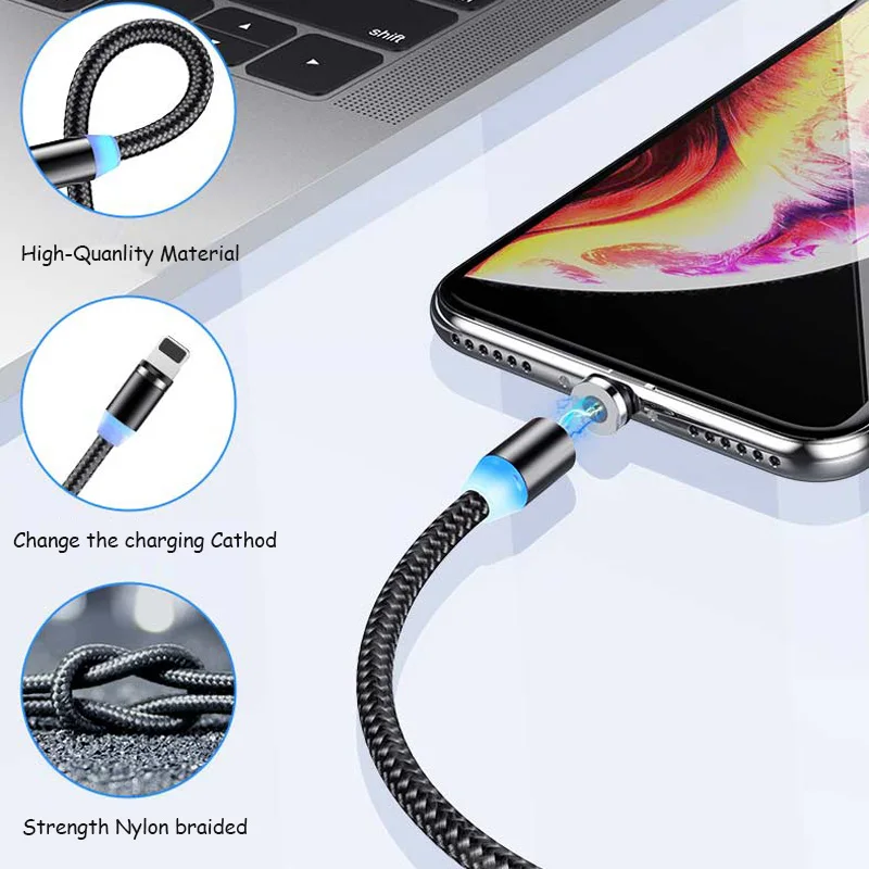 Магнитный usb кабель Garas 3 в 1 зарядный Type C/Mirco магнитный для зарядки android micro