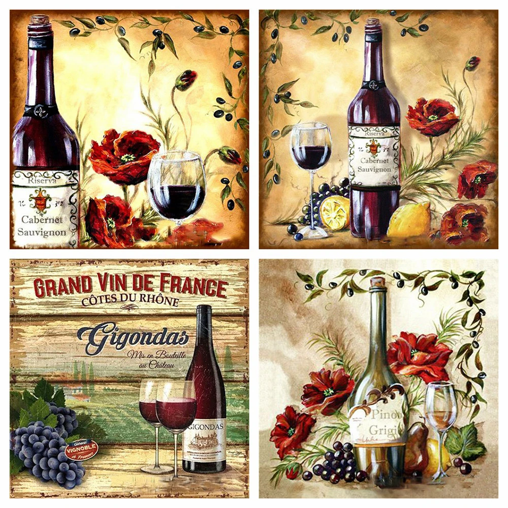 

Huacan 5D Diamond Painting Wine New Arrival Full Square&Round Diamond Embroidery Mosaic Art Home Decor