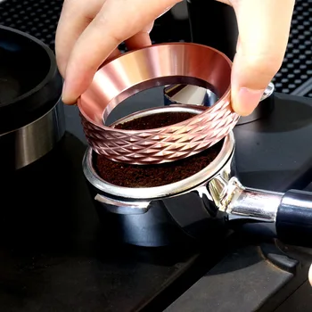 

51/53/ 58mm espresso feeding funnel, stainless steel coffee feeding ring for powder ring, handle magnetic anti-flying powder ri