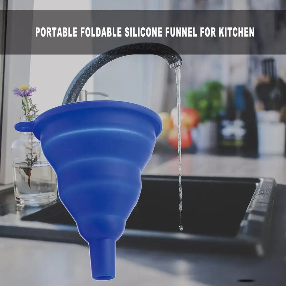 Portable Collapsible Silicone Safe Funnel Creative Household Items Candy Long Neck Funnel Silicone Folding Funnel