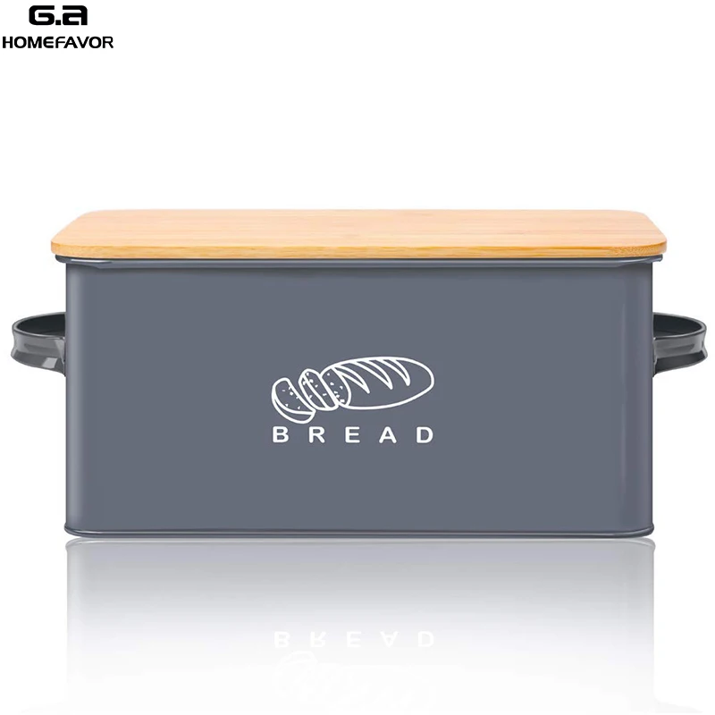 Storage Box With Bamboo Cutting Board Lid Bread Bins Kitchen Food Containers 