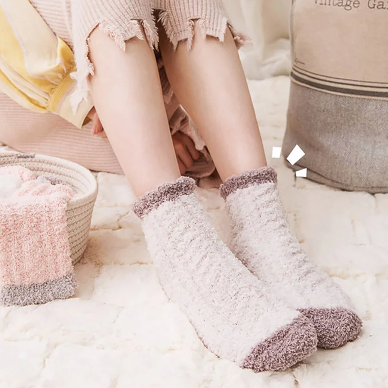 Теплые женские носки с бархатом, толстой шерстью, теплые хлопковые махровые короткие носки, тапочки, женские повседневные Мягкие зимние носки
