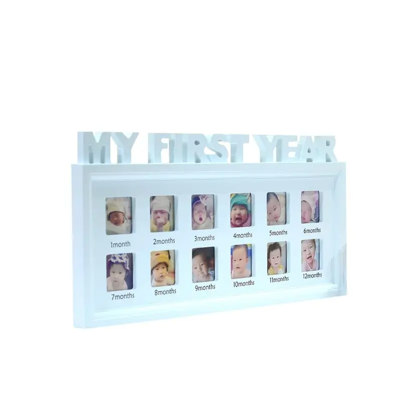 Творческий DIY 0-12 месяцев ребенок "Мой первый год" фотографии дисплей пластиковая фоторамка сувениры в память детей растущей памяти подарок - Цвет: Синий