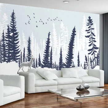 

Custom 3D Wall Mural Modern Hand Drawn Cartoon Abstract Forest Tree Elk Photo Wallpaper Living Room TV Sofa Bedroom Home Decor