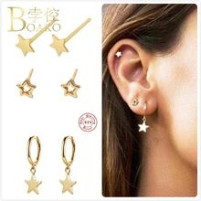 925 пробы, серебряные серьги для женщин, золотые серьги на подарок девочке, серьги-гвоздики, женские хрящи в форме звезды, aretes Z5