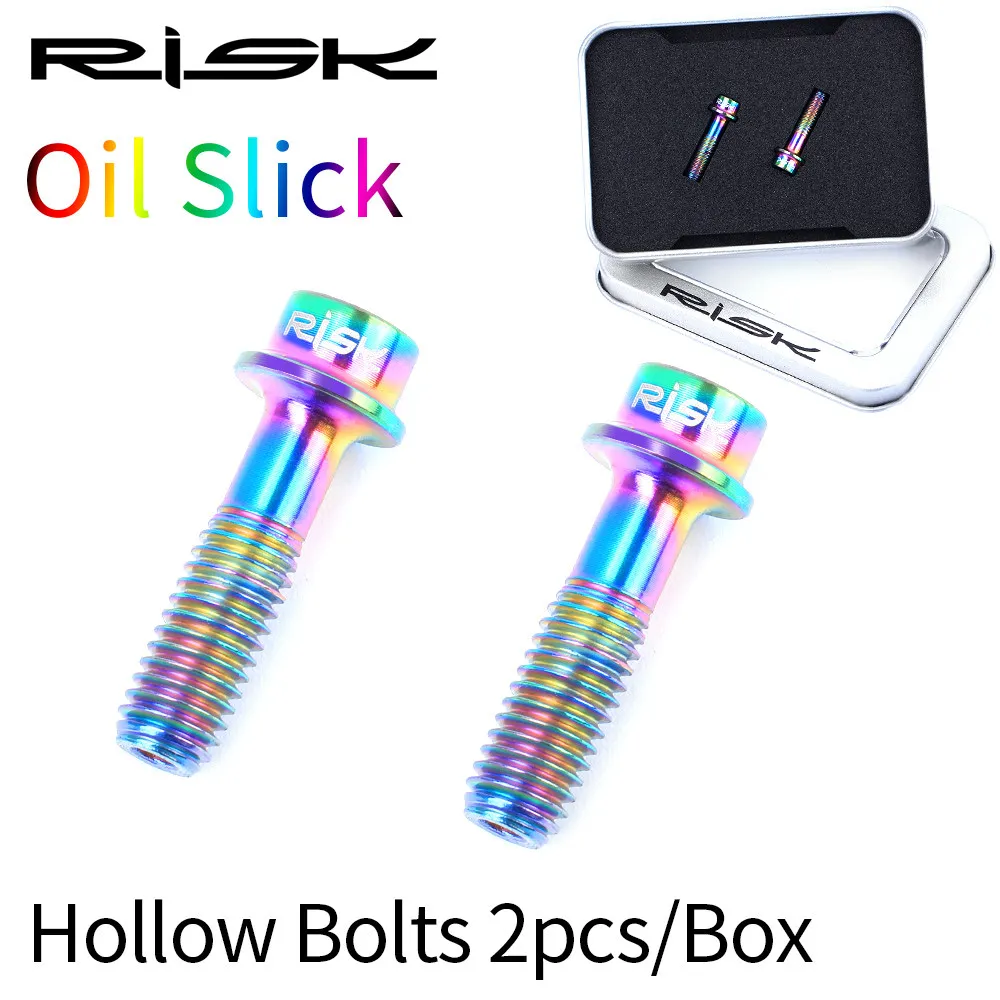 RISK 6 шт. M5* 18 мм титановые SL крепежные болты для руля MTB велосипеда руля TC4 SL винт крепежные детали для велосипеда - Цвет: 2pcs-1SetOilSlick-SL