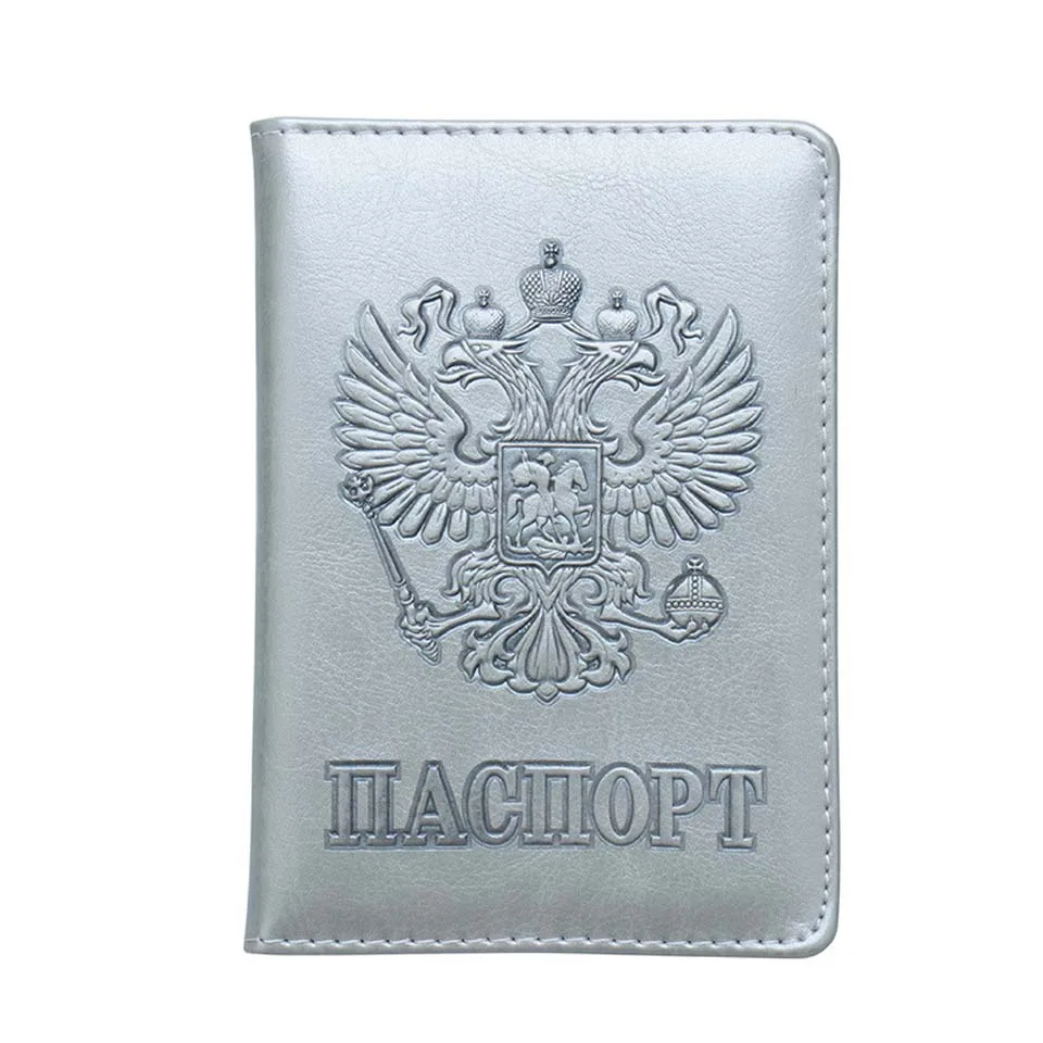 silver Высококачественный паспорт для паспорта для мужчин и женщин Дорожный Чехол для паспорта Россия путешествия Docu мужчины t Обложка SIM паспорта Держатели - Цвет: silver