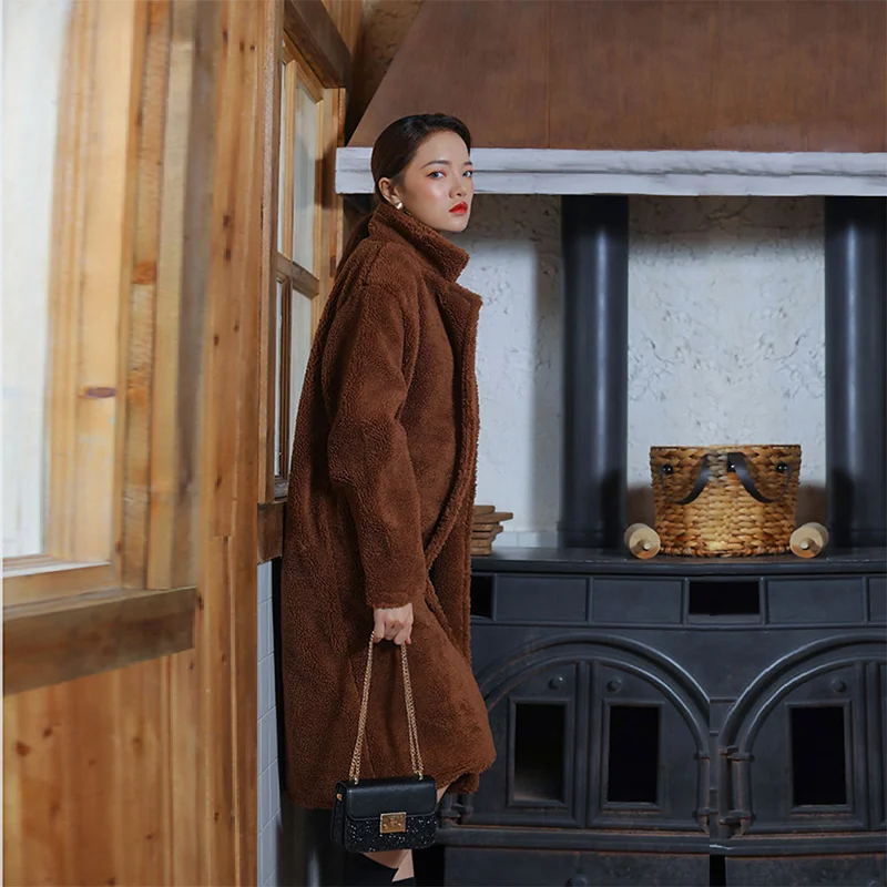 Женское плотное длинное пальто из искусственного меха, зимнее повседневное Модное теплое однотонное пальто, женское винтажное пальто с длинным рукавом размера плюс 5XL