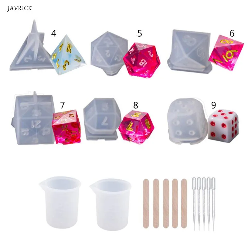 

DIY Crystal Epoxy Mold Dice Fillet Shape Multi-spec Digital Game High Mirror dice mold silicone Mould Making