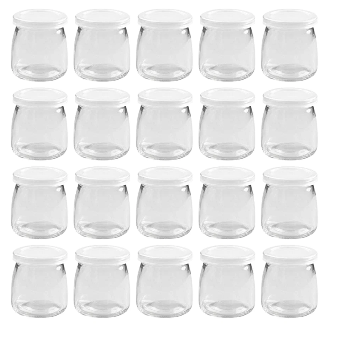 

20Pcs 7.2 X 5.5cm 100ml Honey Yogurt Pudding Glass Bottle DIY Mini Bottle Jelly Milk Baking Mold Decor Containers - Transparent