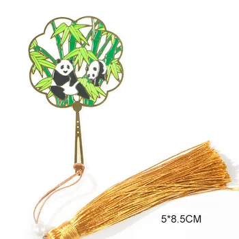

Metal Bookmark Fan Shaped Panda Small Portable Chic Bookmarks for Gifts LHB99