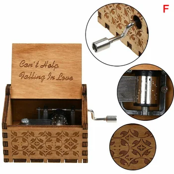 

Vintage Music Box Engraved Wooden Hand Crank Music Box Mom Dad Love Birthday Gift For Drop Ship
