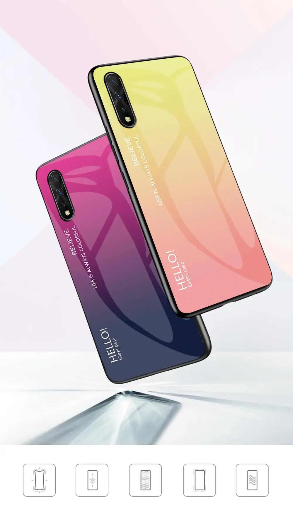 Градиентный чехол из закаленного стекла для Xiaomi mi CC9 E mi 9 SE 8 A3 Lite A2 mi x 2S 6X 5X Max 2 3 Red mi Note 5 6 7 Pro 6A 7A