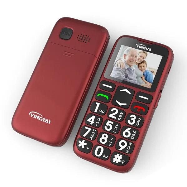 YINGTAI T19 одна SIM кнопочный телефон долгий режим ожидания фонарь GSM для пожилых ключей SOS мобильный телефон MTK без камеры сотовый телефон колыбель - Цвет: Красный