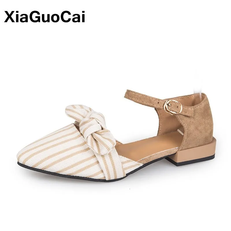 

Spring Autumn Woman Flats Fashion Pointed Toe Buckle Strap Casual Shoes Shallow Bowknot Female Sandals Hot Sale New Arrival
