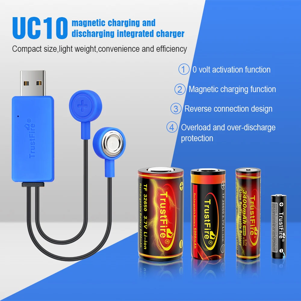 TrustFire UC10 магнитное зарядное устройство универсальное для Li-Ion 32650 21700 16340 26650 Cell с