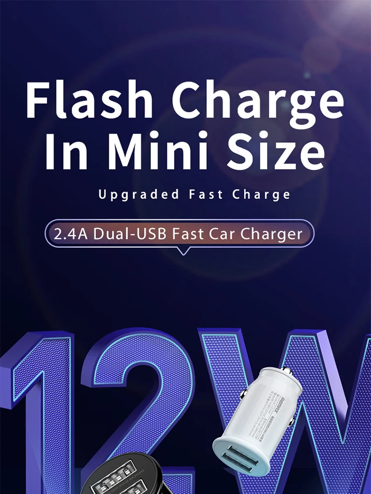 Remax mini 12W 2.4A 2USB mini Standard car charger adapter (RCC239