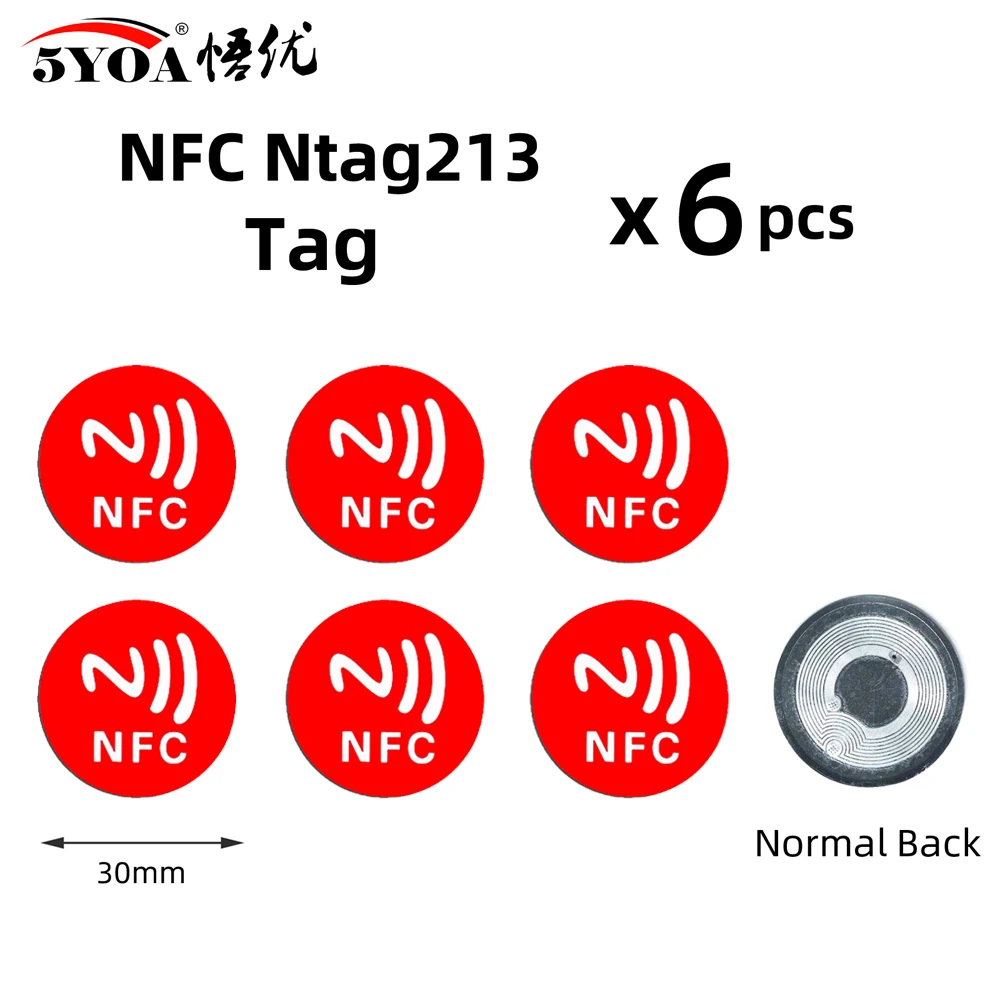 electronic gate lock 6pcs NFC Ntag213 TAG Sticker Ntag 213 for Huawei 13.56MHz Universal Label RFID Key Token Patrol Ultralight Tags best smart door lock Access Control Systems