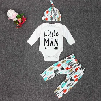 

2019 Spring Autumn Newborn Baby Girls Boys 3 Pcs Sets Comfortable Cotton Printed Long Sleeve Romper Tops+Trousers+Hat9.24