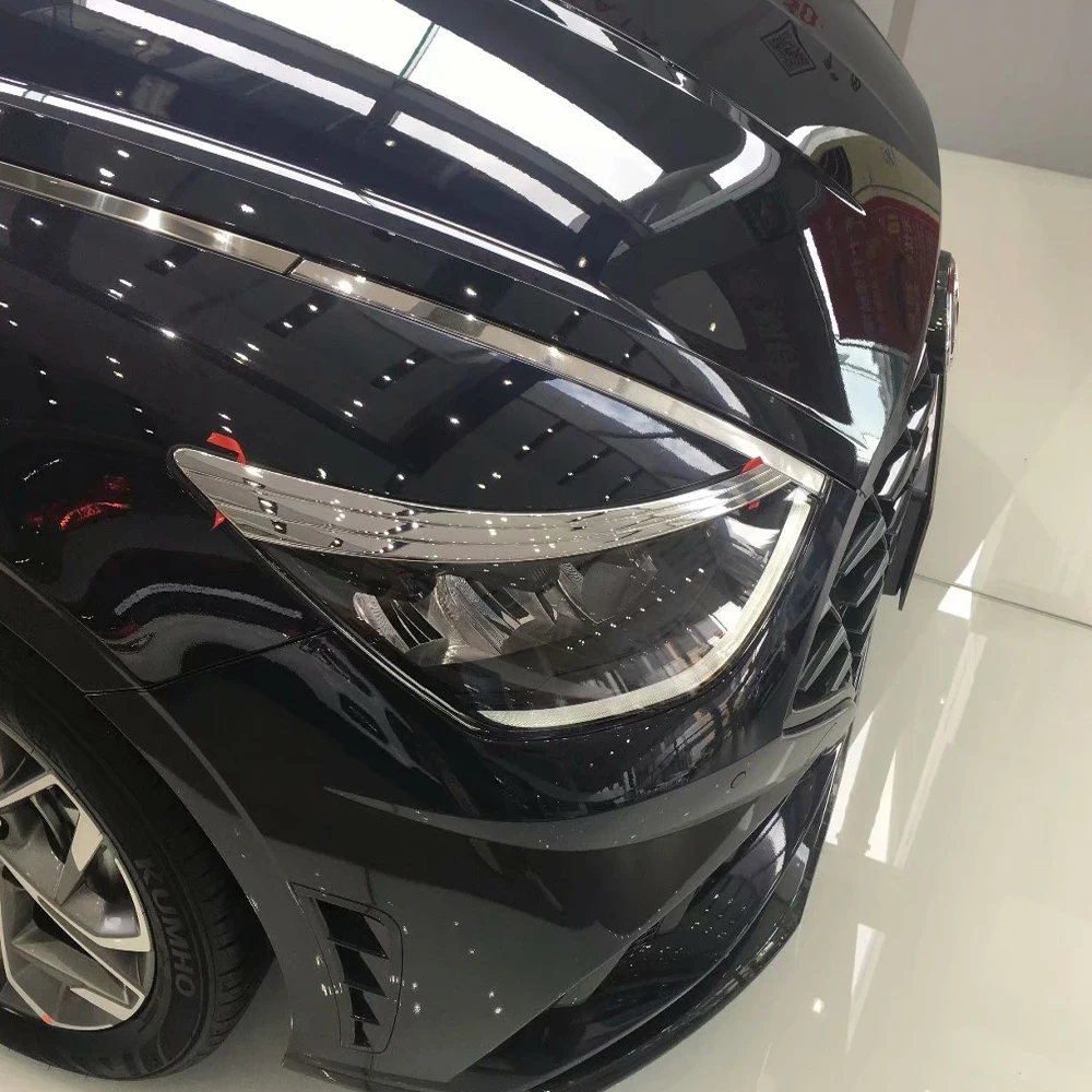 

For Hyundai Sonata DN8 2020 2021 ABS Chrome Exterior Headlight Eyebrow Cover Trims Front Light Lamp Frames Stripes Styling