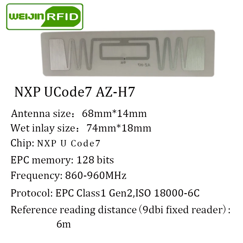 UHF RFID tag sticker NXP Ucode7 AZ-H7 EPC6C wet inlay 915mhz868mhz860-960MHZ 1000pcs free shipping adhesive passive RFID label