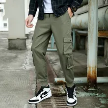 Повседневные мужские брюки карго в стиле милитари, мужские брюки с несколькими карманами, черные, серые, армейские, зеленые, размера плюс M-4XL