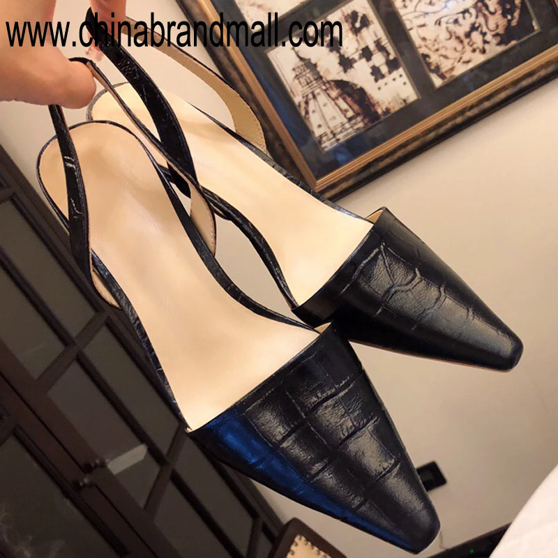 

Woman Sexy Sandals 2019 High Heels Genuine Leather Sandals Comfort High Quality Back Strap Black Strap Sandals