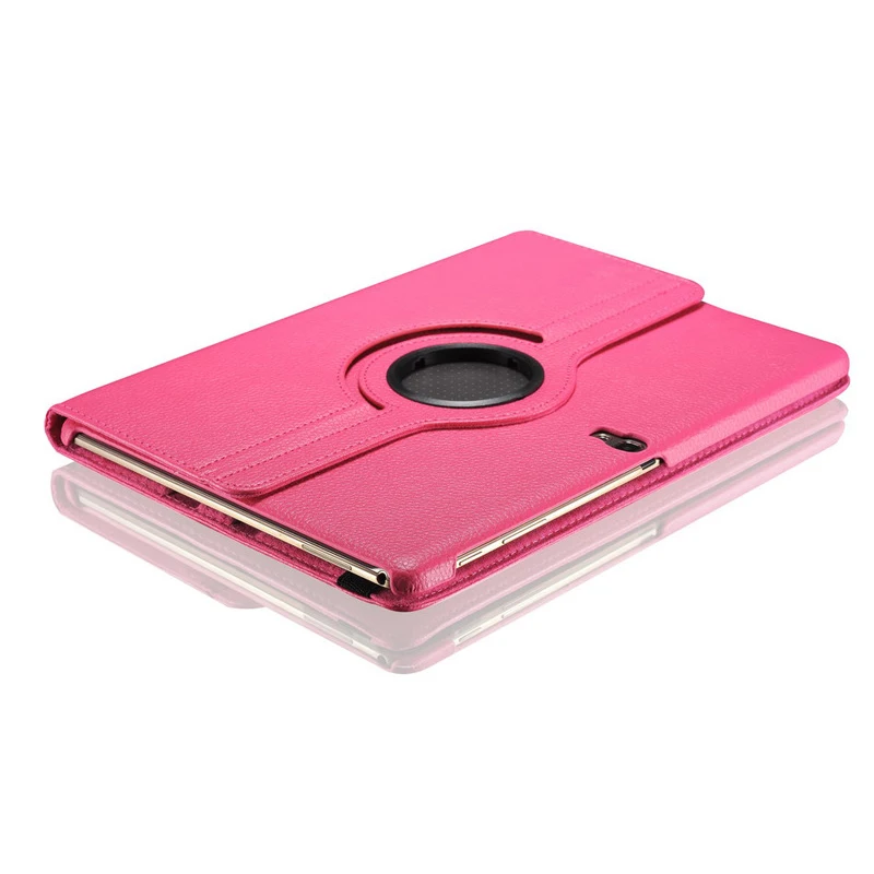 Чехол-накладка для samsung Galaxy Tab S 10,5 SM-T800 SM-T805 T800 T805 TabS 10,5 дюймов 360 Вращающийся флип-чехол из полиуретановой кожи для планшета стекло - Цвет: Rose Red