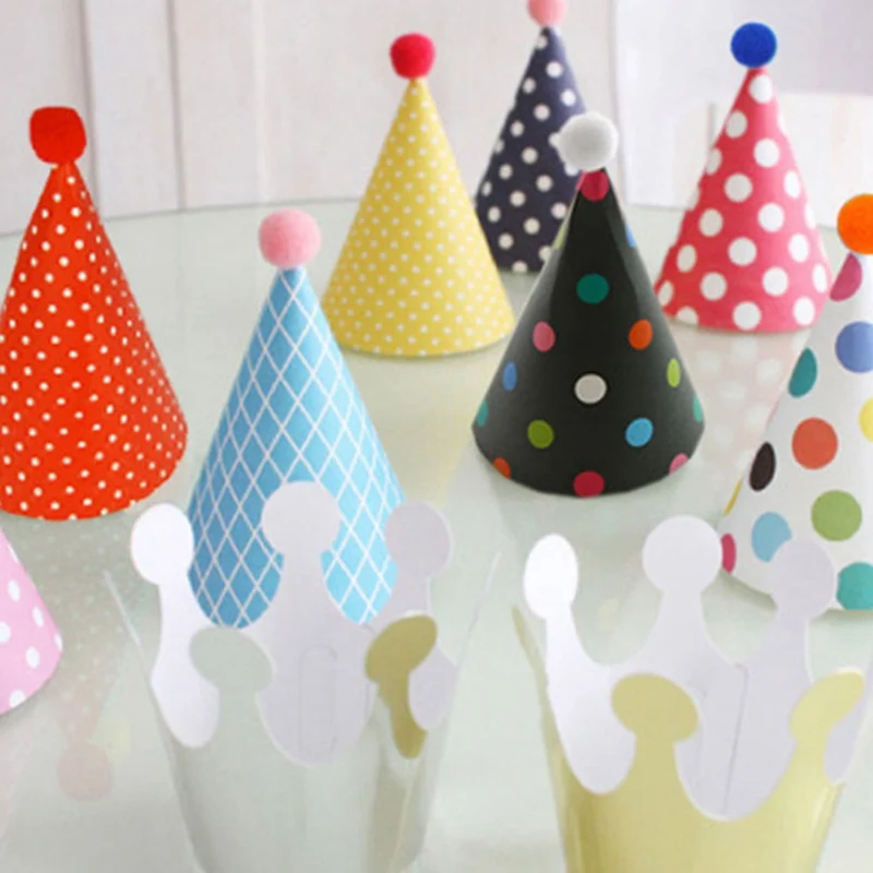 11 pcs С Днем Рождения вечерние бумажные шляпы Корона Сделай Сам Кепки украшение на детский день рождения подарки для домашних животных(9 шт. шляпа+ 2 шт. и корона в подарок