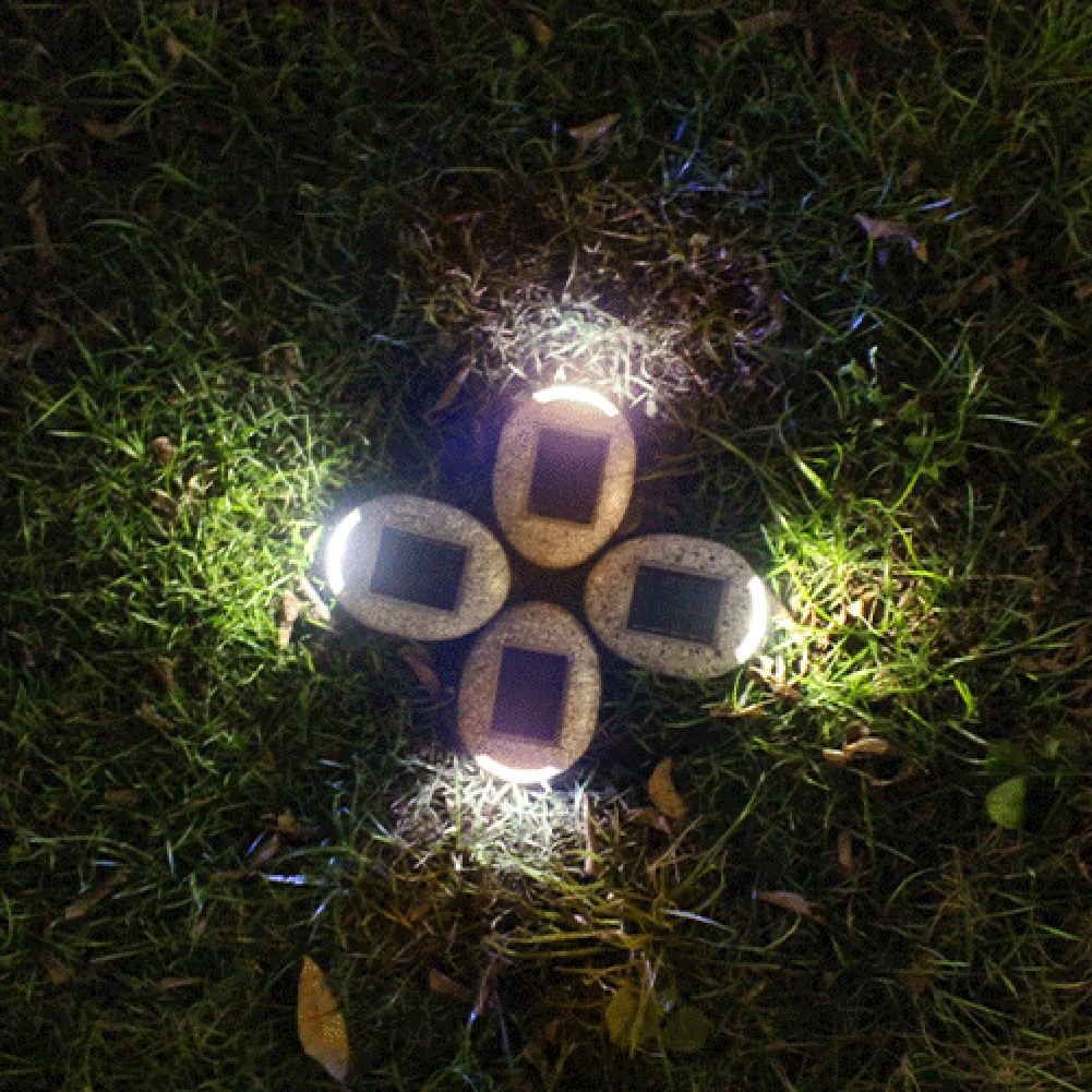 Waterproof Ground Mounted Resin Stone Shape LED Solar Light Outdoor Garden Decor