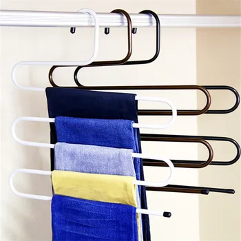 

3D Space Saving Magic Clothes Hanger 5Layers Stainless Steel Non-Slip S-Type Pants Clip Hanger Multi-Function Wardrobe Storage