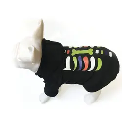 Кофта с капюшоном для домашнего животного Хэллоуин стиль кости с капюшоном Одежда для собак утолщение теплая куртка для собак черные