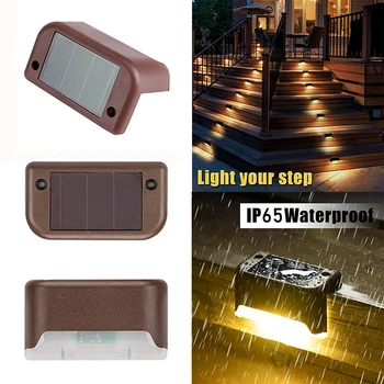 

6/12pcs Stairs Fence Led Lamp Outdoor Pathway Patio IP65 Waterproof Warm White Bright Solar Light Yard Garden Fence Light lamp