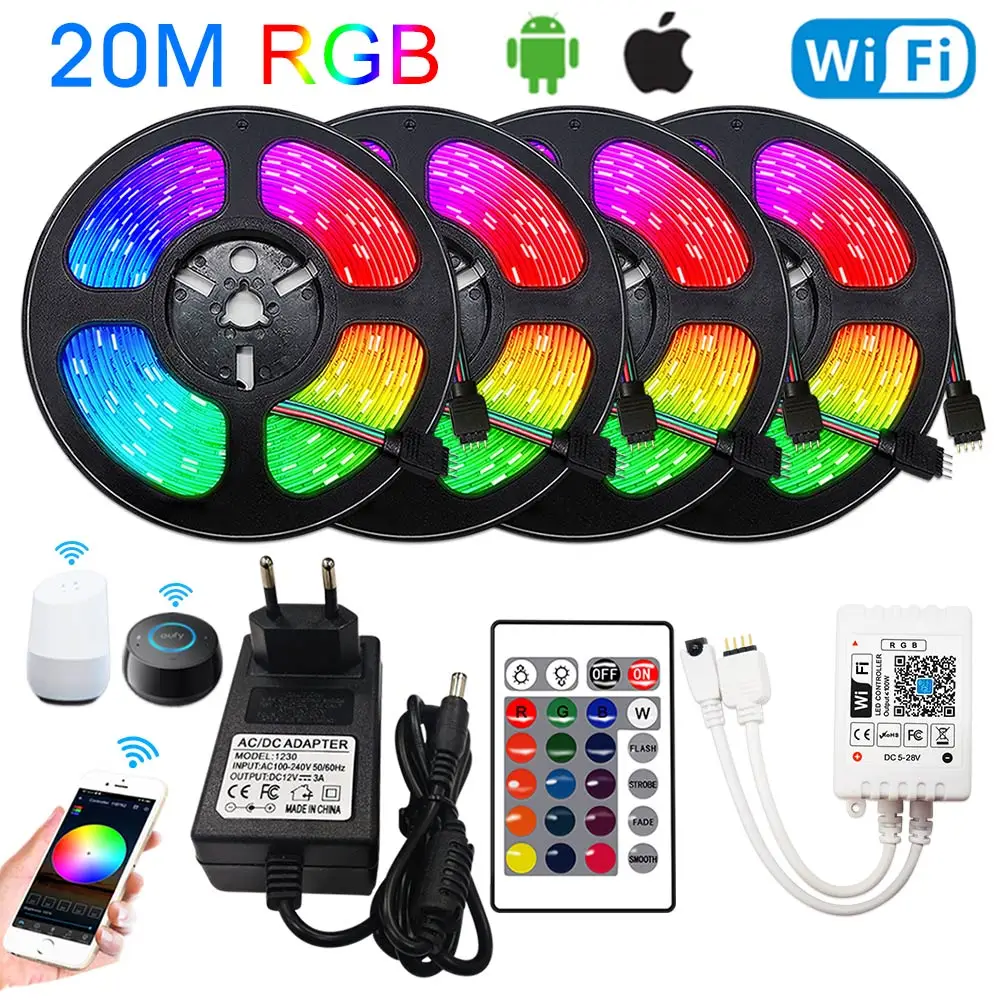 Светодиодные ленты RGB 5 м 10 освещение для комнаты 20 15 12 В Диодная лента гибкая