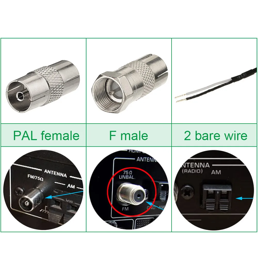 Indoor FM Dipole Antenna 75ohm for Home Stereo Systems