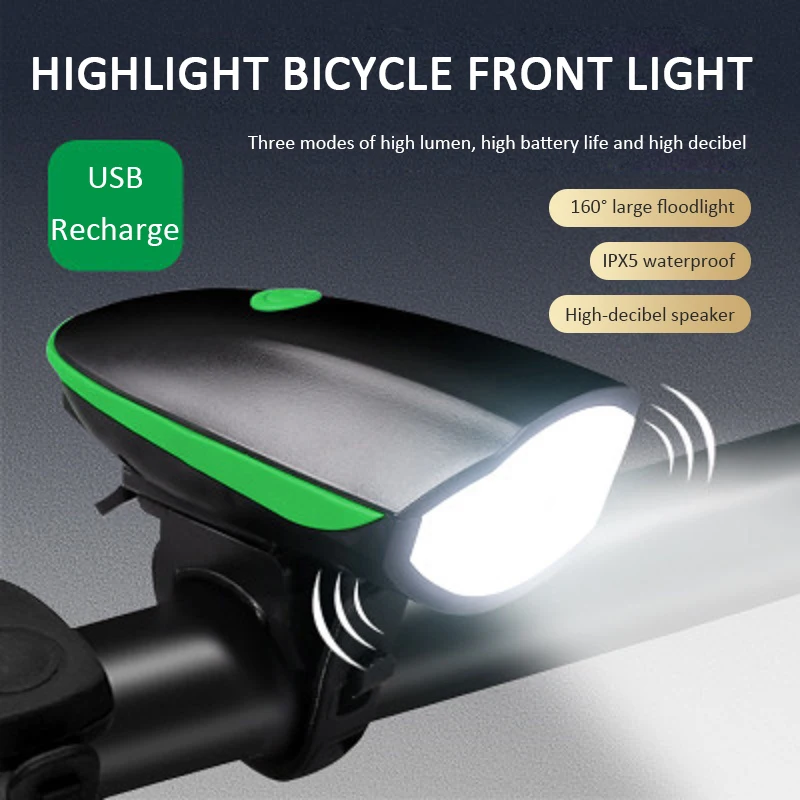 

Mountain Bicycle Headlight USB Rechargeable Waterproof Headlight Night Riding Horn Lighting Front Light Red +056/928 Tail Light