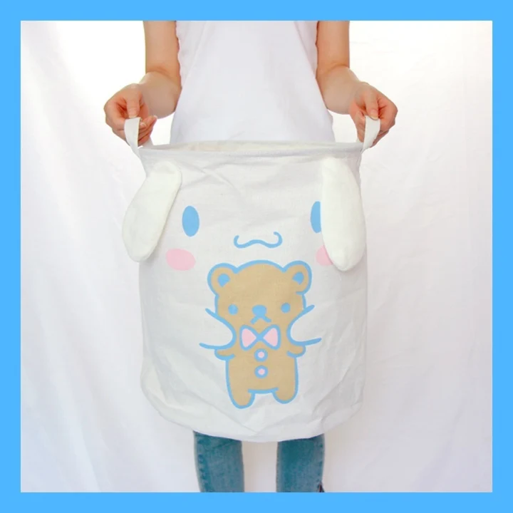 Cartoon HelloKitty My Melody Cinnamoroll PomPomPurin BadBadtz-maru Foldable Laundry Rack Dirty Clothes Basket Toy Storage Bucket