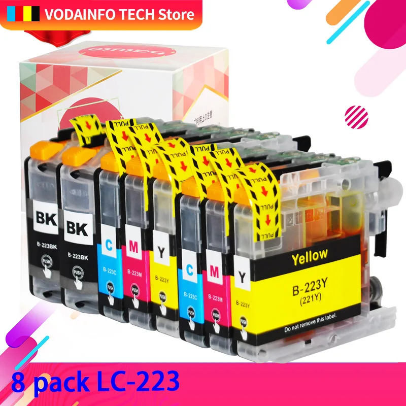 

8pcs ink Cartridge Replacement for Brother LC223 LC 223 LC223Bk Ink Cartridge for DCP-J4120DW MFC-J4420DW/J4620DW 4625DW 5320DW