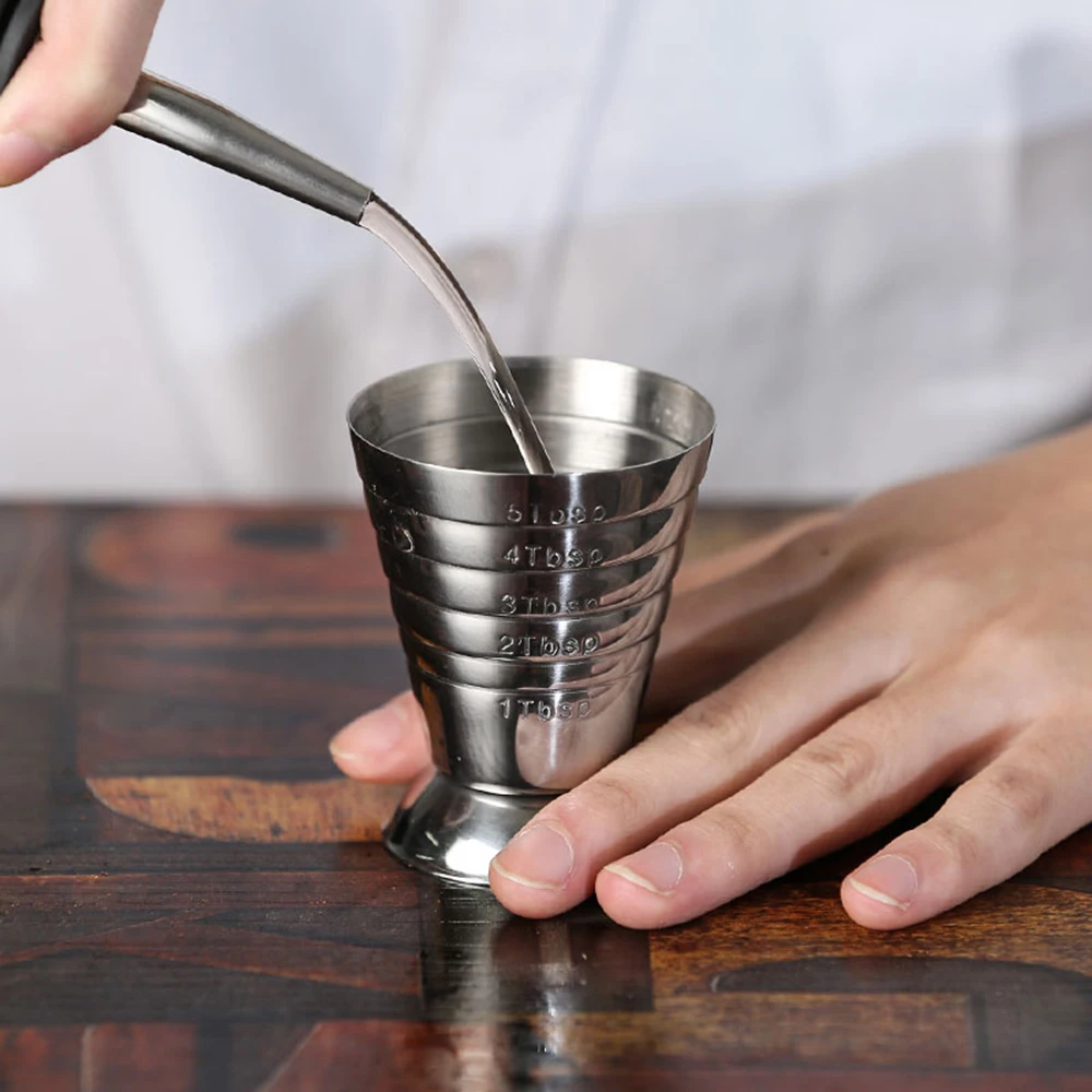 

75ml Multifunctional cocktail glass Metal Measure Cup Drink Tool Shot Ounce Jigger Bar Mixed Cocktail Beaker 2019
