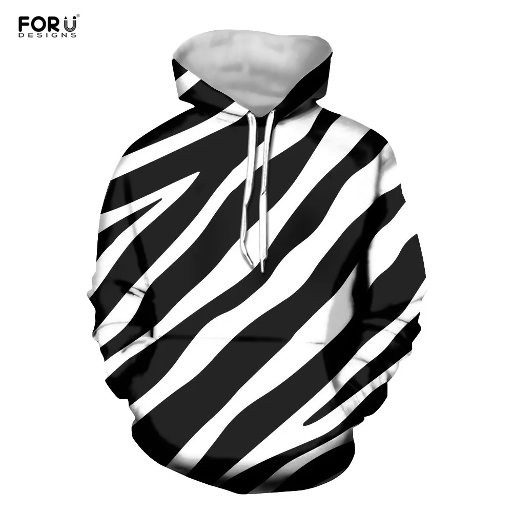 FORUDESIGNS/хит продаж женские толстовки с принтом зебры зимняя уличная модная