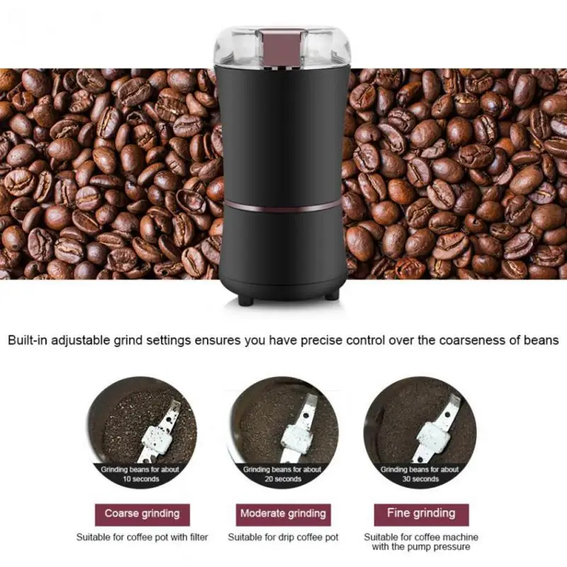 110V Electric Coffee Grinder Salt Pepper Grinder Beans Spices Nut Seed  Coffee Bean Grind Mill With Clean Brush Cocina - AliExpress