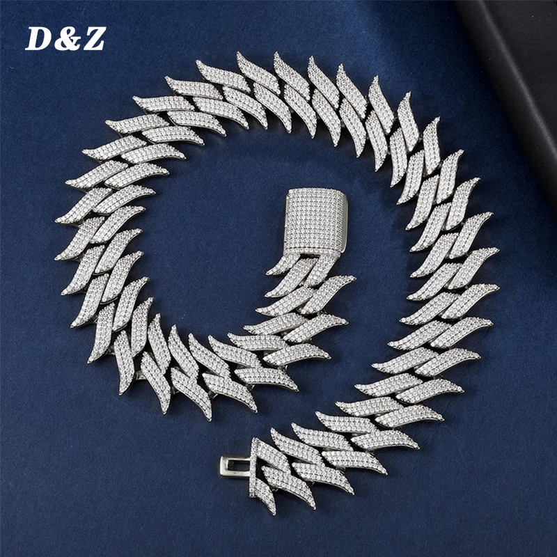 

D&Z 29mm Miami Lock Clasp Baguette Box Buckle Heavy Cuban Bracelet Link Iced Out AAA Cubic Zircon Bling Hip hop Men Jewelry Gift