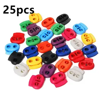 

25pcs Oval DIY Spring Fastener Cord Lock Toggle Stopper Buttons (Random Color)