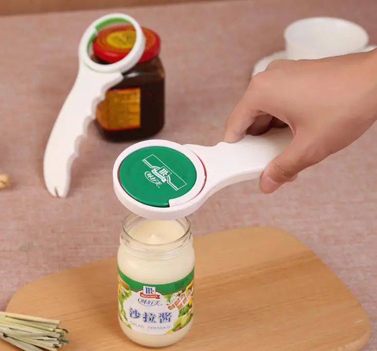 

3 in 1 Multifunction Plastic Screw Cap Jar Bottle Wrench Opener Anti-Slip Handle Kitchen for Beer Bottle Jar Opener SN2769