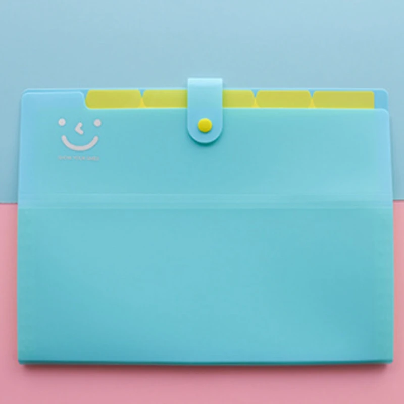 BL-S Cute Smile Face 8 Grids Organ Bag A4 Document Bags Organizer Paper Holder Business Expanding File Folder Office School Supplies - Цвет: BL-S