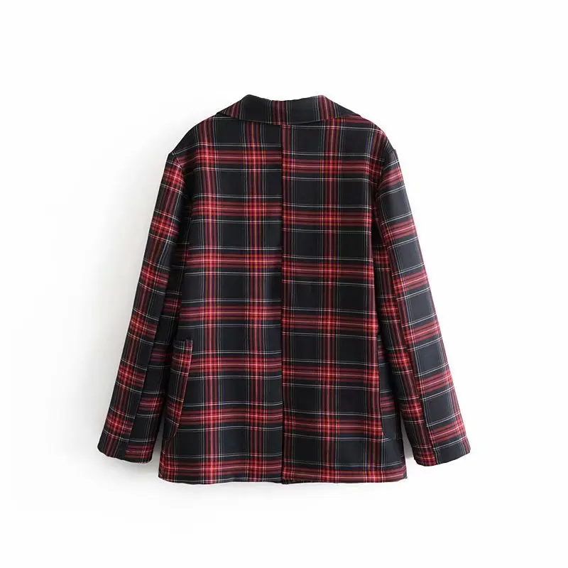 

2018 Autumn New Style Suit Collar Double Breasted Plaid Slim Fit Small Suit WOMEN'S Coat Z224