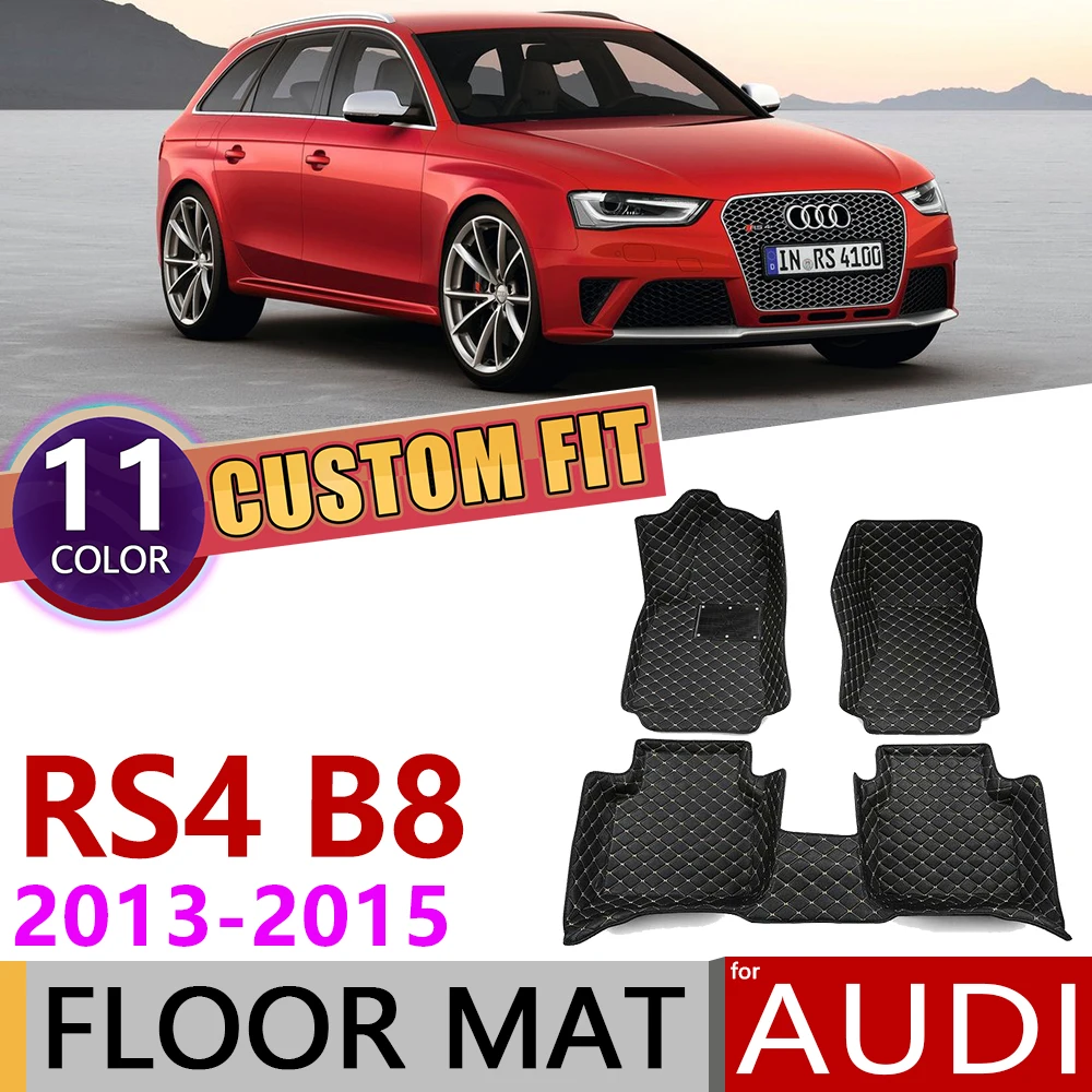 Кожаные автомобильные коврики на заказ для Audi RS4 RS 4 B8 8K 2013 5 мест, водонепроницаемые автомобильные коврики для ног, ковровое покрытие, аксессуары